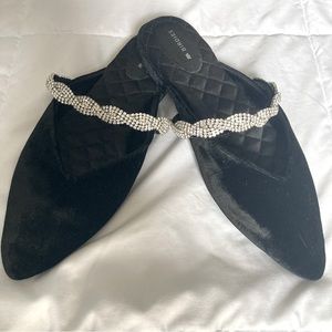 Birdies The Swan Mule in Black Velvet